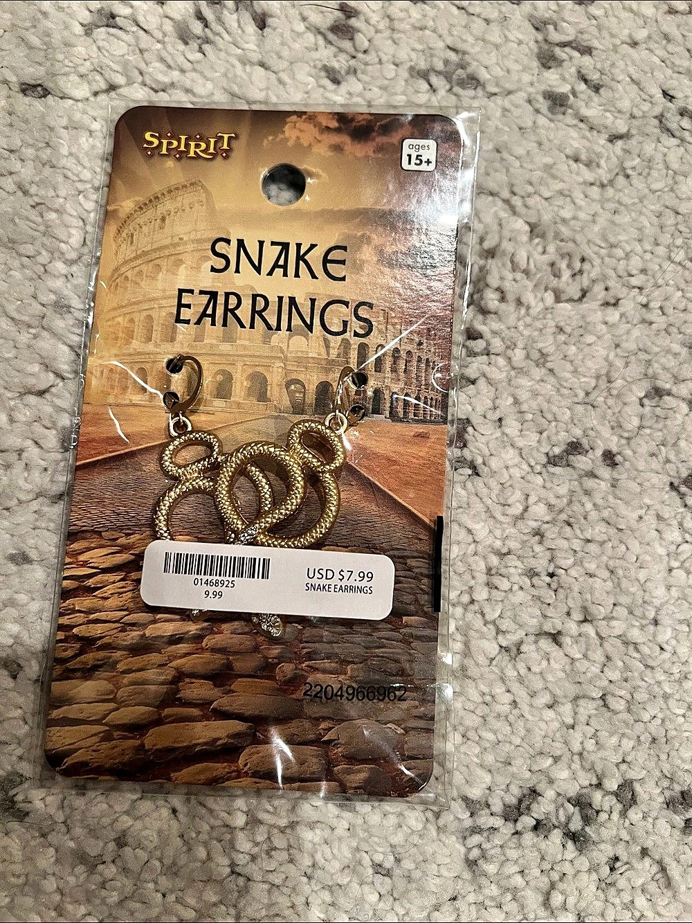 Spirit Halloween Snake Earrings Gold NWT